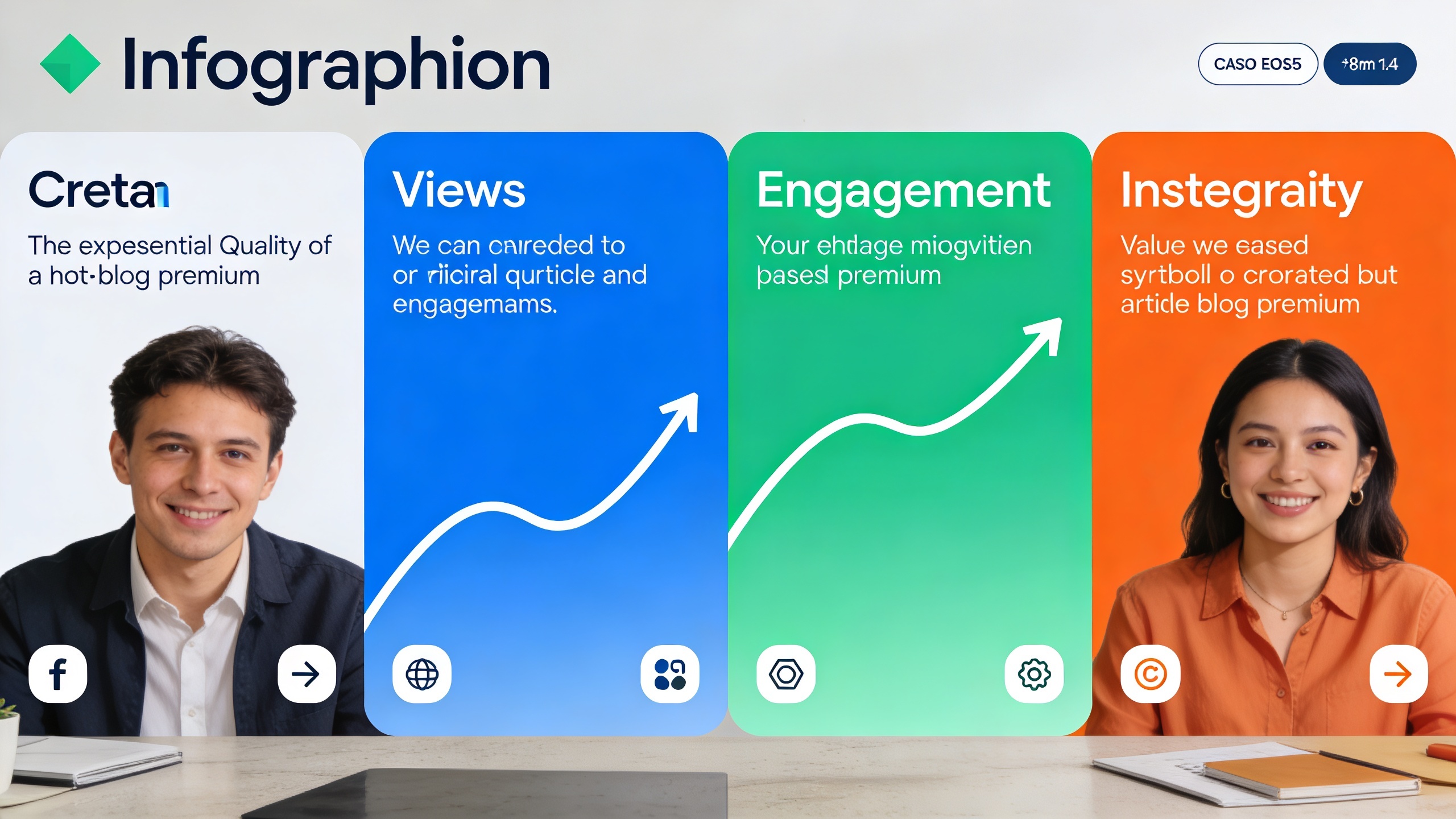 Graphique Instagram montrant une croissance exponentielle des vues et de l'engagement grâce à des stratégies de contenu originales. Style infographique moderne et épuré avec des couleurs vives, mettant en avant des données précises.